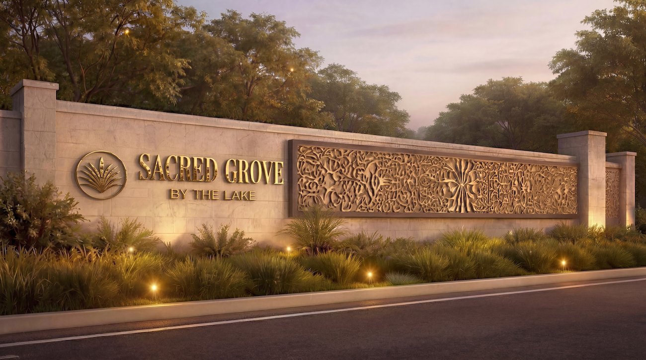Sacred Grove by the Lake entrance signage